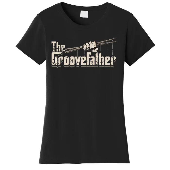 The Groovefather Vintage Drums Drumming Gifts Band Drummer Women's T-Shirt