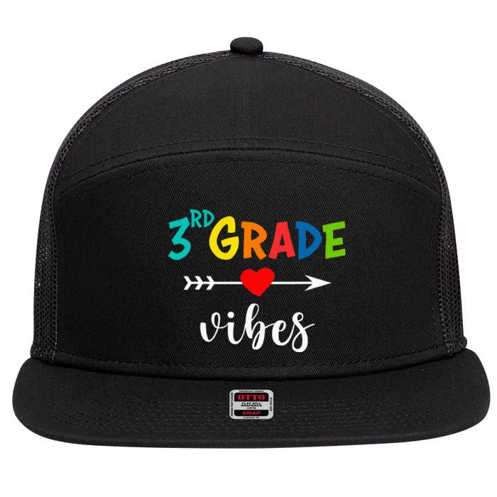 Third Grade Vibes 3rd Grade Team First Day Of School Teacher 7 Panel Mesh Trucker Snapback Hat