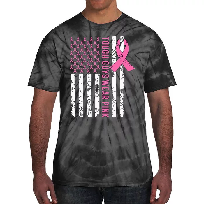 Tough Guys Wear Pink Breast Cancer Awareness Ribbon Tie-Dye T-Shirt