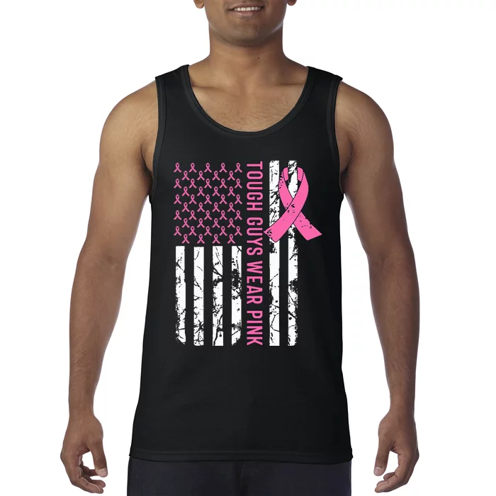 Tough Guys Wear Pink Breast Cancer Awareness Ribbon Tank Top