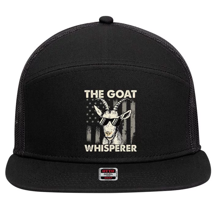 The Goat Whisperer USA American Flag Farm Animal Lover 7 Panel Mesh Trucker Snapback Hat