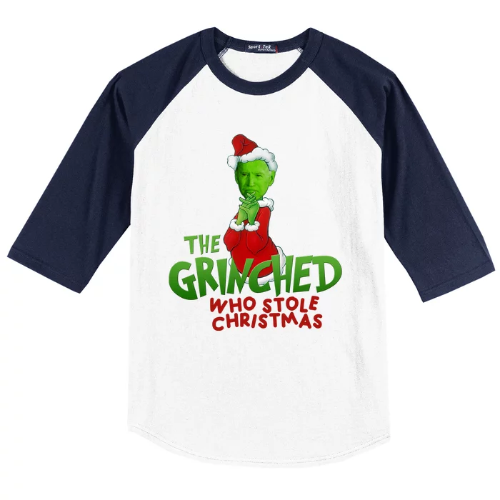 The Grinched Who Stole Christmas Funny Joe Biden Baseball Sleeve Shirt