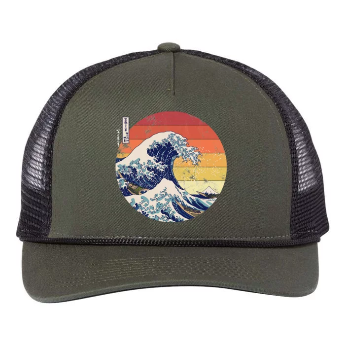 The Great Wave Kanagawa Hokusai Japanese Retro Retro Rope Trucker Hat Cap