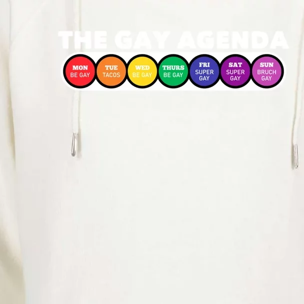 The Gay Weekly Agenda Funny Lgbt Pride Rainbow Gift Womens Funnel Neck Pullover Hood