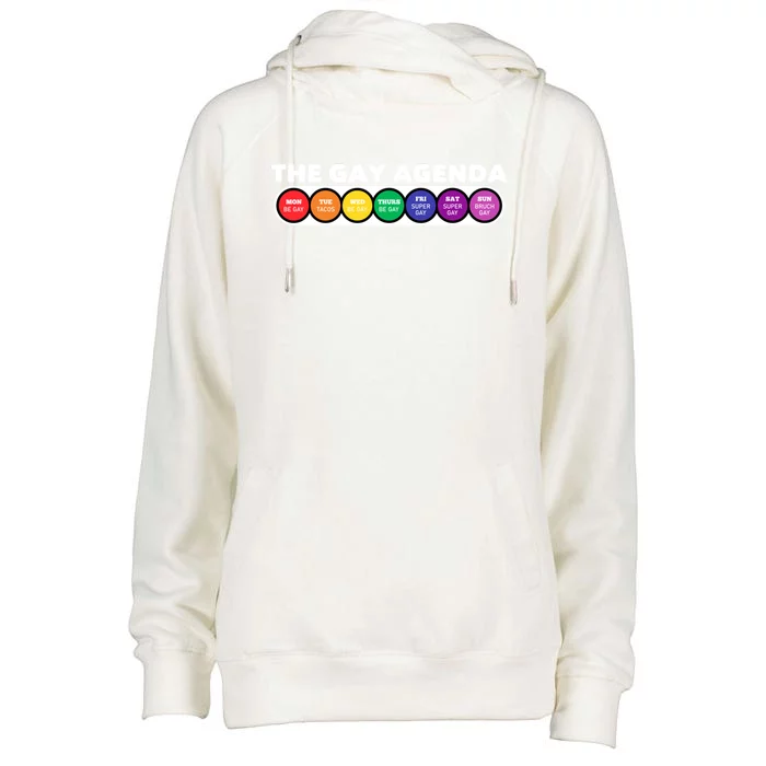 The Gay Weekly Agenda Funny Lgbt Pride Rainbow Gift Womens Funnel Neck Pullover Hood