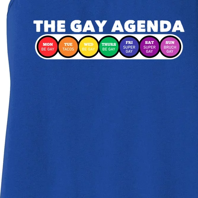 The Gay Weekly Agenda Funny Lgbt Pride Rainbow Gift Women's Racerback Tank