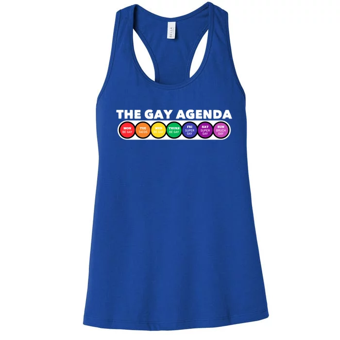 The Gay Weekly Agenda Funny Lgbt Pride Rainbow Gift Women's Racerback Tank