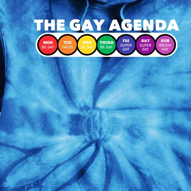 The Gay Weekly Agenda Funny Lgbt Pride Rainbow Gift Tie Dye Hoodie