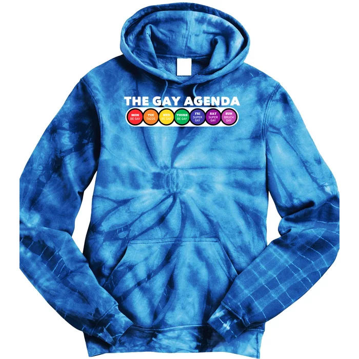 The Gay Weekly Agenda Funny Lgbt Pride Rainbow Gift Tie Dye Hoodie