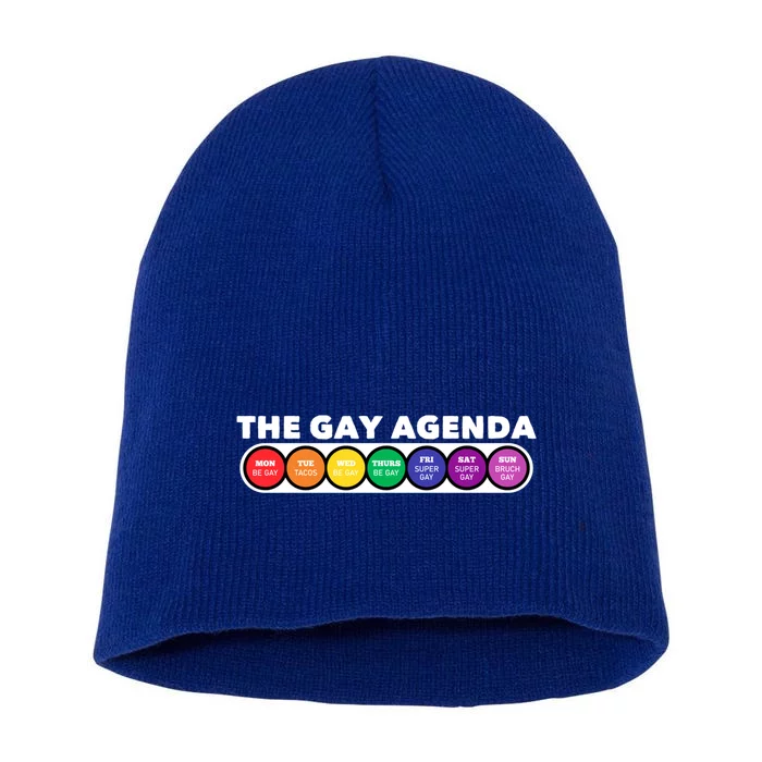 The Gay Weekly Agenda Funny Lgbt Pride Rainbow Gift Short Acrylic Beanie