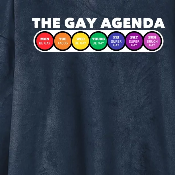 The Gay Weekly Agenda Funny Lgbt Pride Rainbow Gift Hooded Wearable Blanket