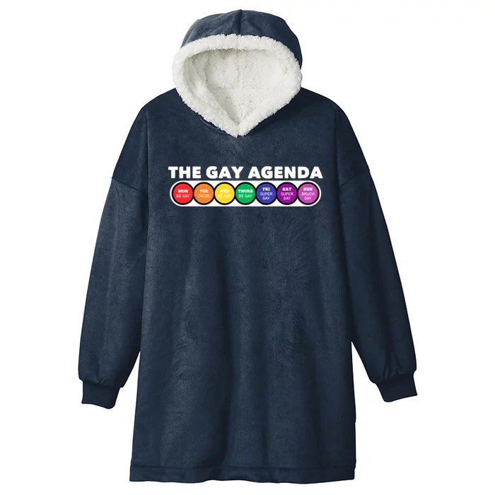 The Gay Weekly Agenda Funny Lgbt Pride Rainbow Gift Hooded Wearable Blanket