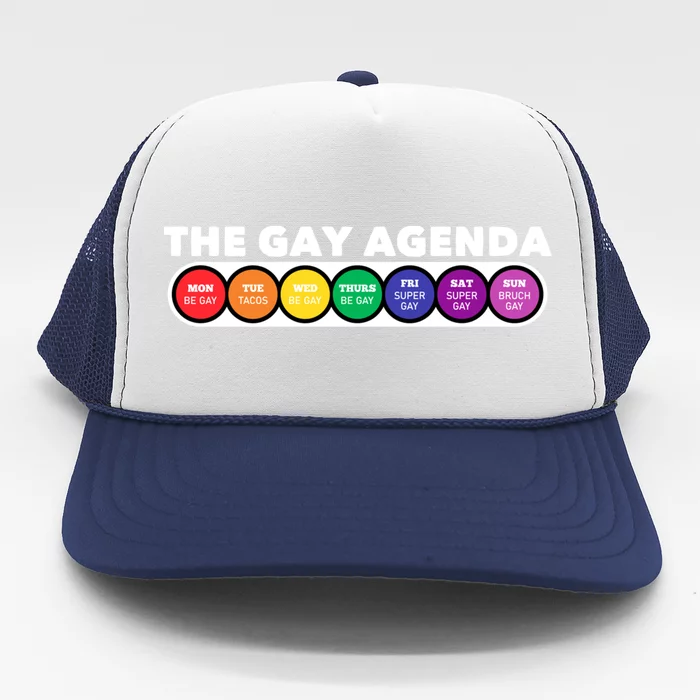 The Gay Weekly Agenda Funny Lgbt Pride Rainbow Gift Trucker Hat