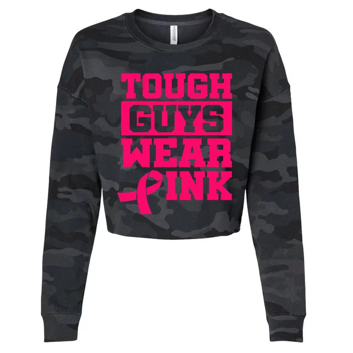 Tough Guys Wear Pink Breast Cancer Awareness Gifts Cropped Pullover Crew