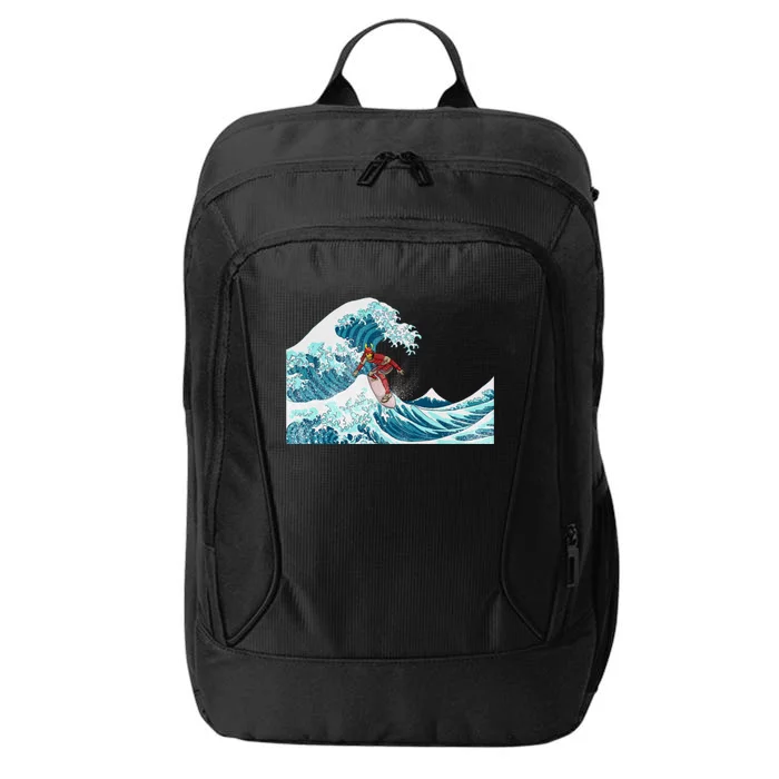 The Great Wave Off Kanagawa Samurai Surfing Cool Gift Japan Surf Gift City Backpack