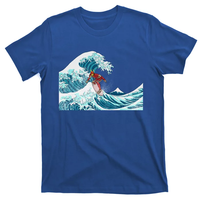 The Great Wave Off Kanagawa Samurai Surfing Cool Gift Japan Surf Gift T-Shirt