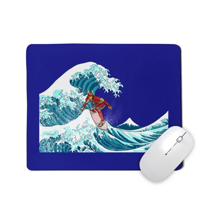 The Great Wave Off Kanagawa Samurai Surfing Cool Gift Japan Surf Gift Mousepad