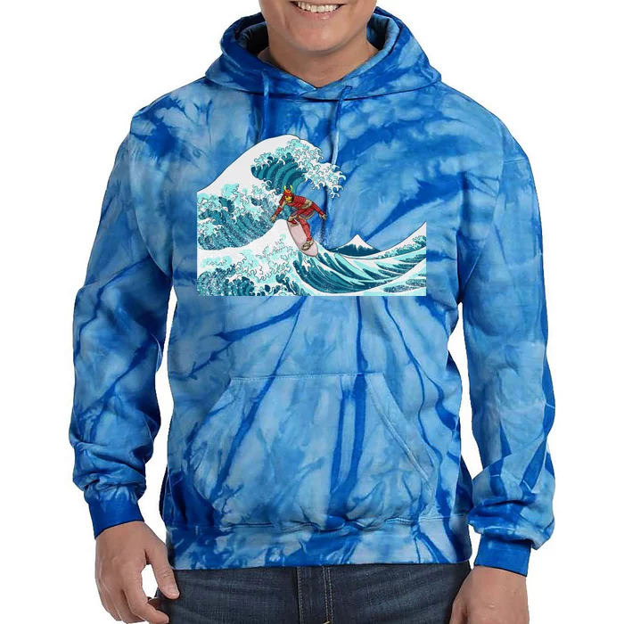 The Great Wave Off Kanagawa Samurai Surfing Cool Gift Japan Surf Gift Tie Dye Hoodie