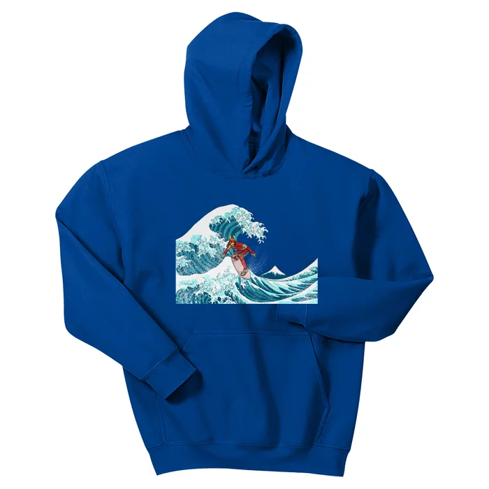 The Great Wave Off Kanagawa Samurai Surfing Cool Gift Japan Surf Gift Kids Hoodie