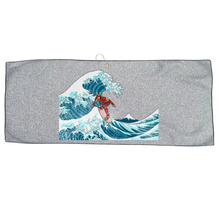 The Great Wave Off Kanagawa Samurai Surfing Cool Gift Japan Surf Gift Large Microfiber Waffle Golf Towel