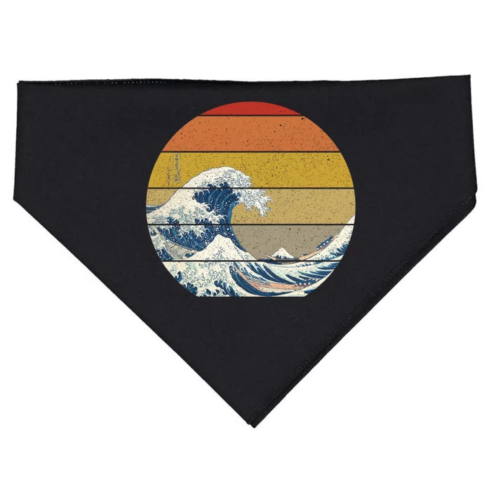 The Great Wave Off Kanagawa Vintage Sunset Meaningful Gift USA-Made Doggie Bandana