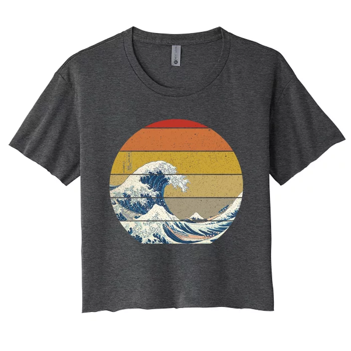 The Great Wave Off Kanagawa Vintage Sunset Meaningful Gift Women's Crop Top Tee