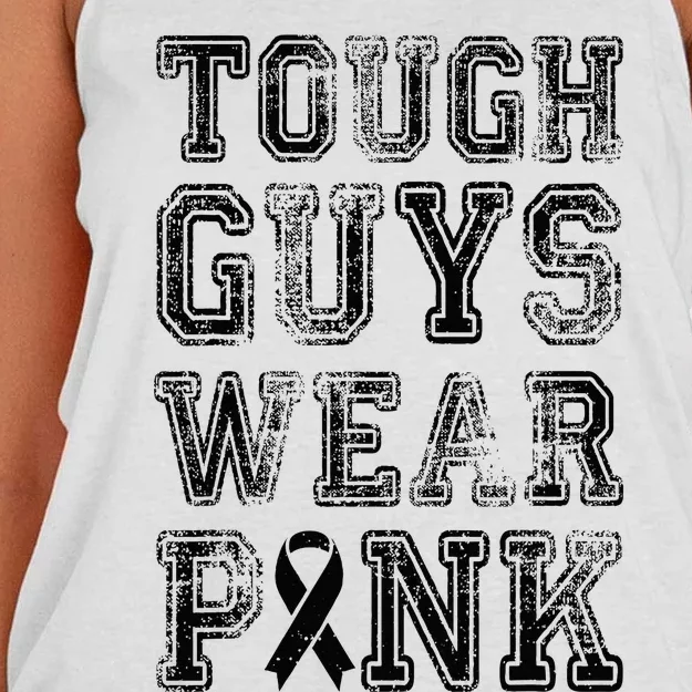 Tough Guys Wear Pink Breast Cancer Awareness Gifts Women's Knotted Racerback Tank