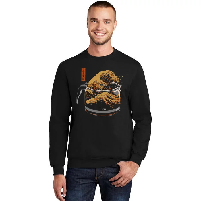 The Great Wave Of Coffee Funny Coffee Tall Sweatshirt