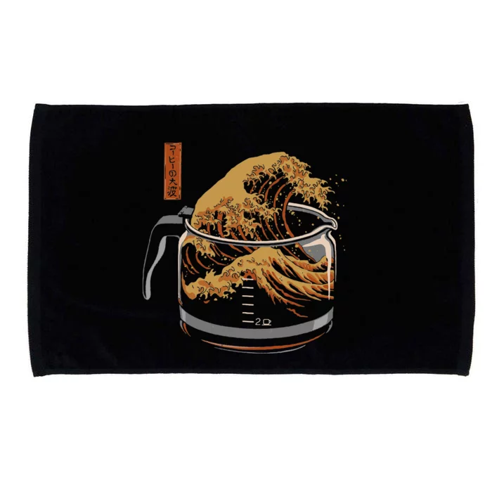 The Great Wave Of Coffee Funny Coffee Microfiber Hand Towel