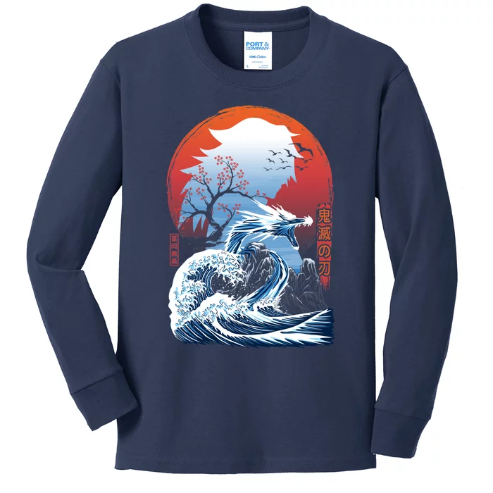 The Great Water Dragon Kids Long Sleeve Shirt