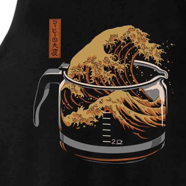 The Great Wave Of Coffee Ladies Tri-Blend Wicking Tank