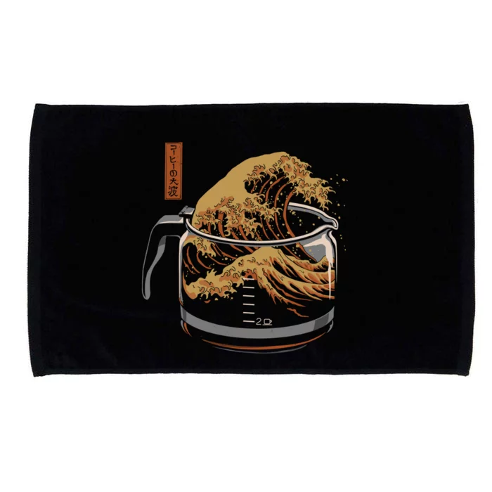 The Great Wave Of Coffee Microfiber Hand Towel