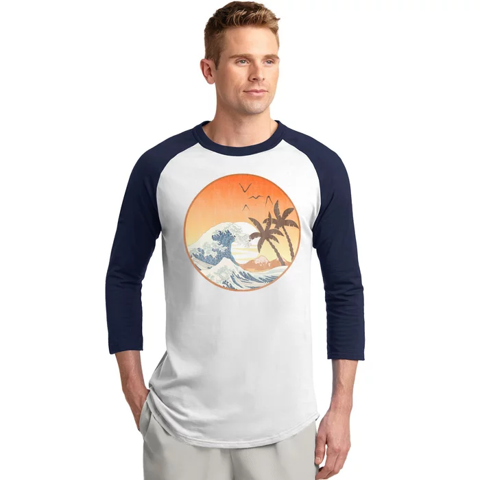 The Great Wave Off Kanagawa Baseball Sleeve Shirt