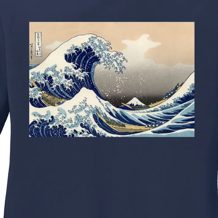 The Great Wave Off Kanagawa Copy Ladies Long Sleeve Shirt