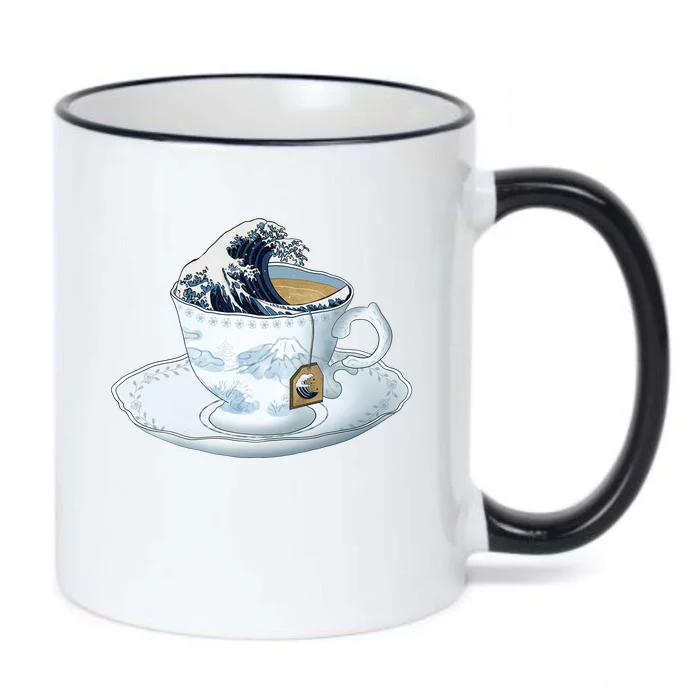 Tea Great Wave Off Kanagawa Black Color Changing Mug