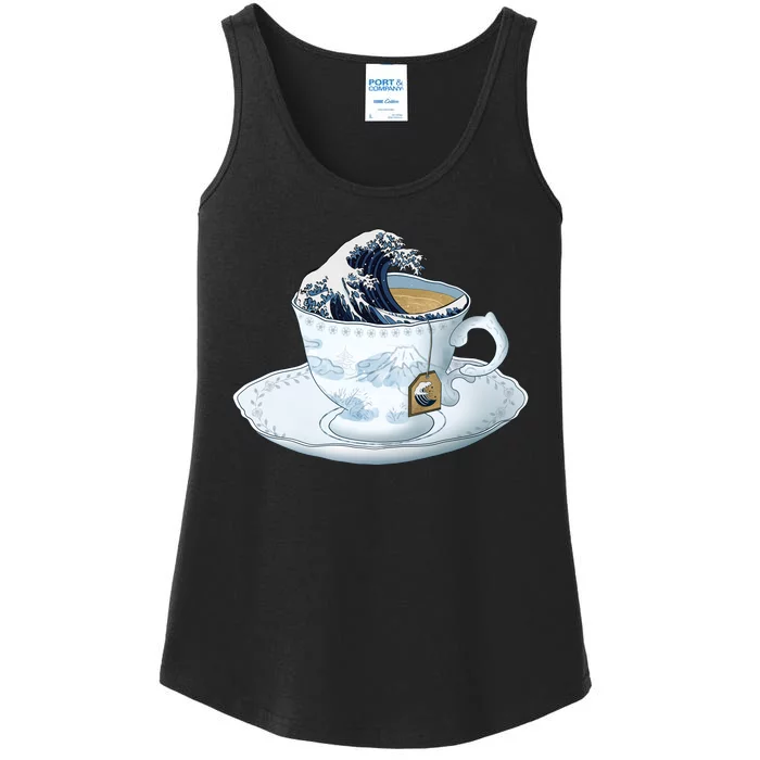 Tea Great Wave Off Kanagawa Ladies Essential Tank