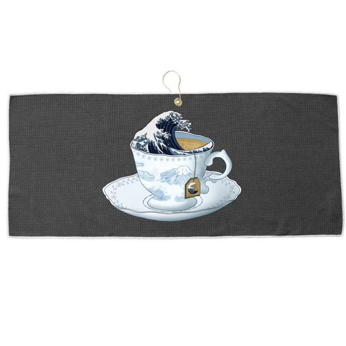 Tea Great Wave Off Kanagawa Large Microfiber Waffle Golf Towel