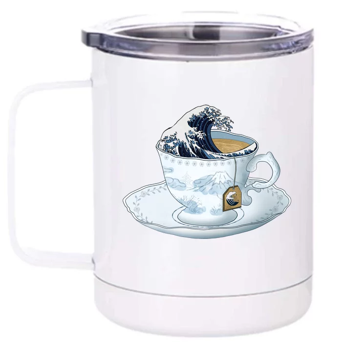 Tea Great Wave Off Kanagawa Front & Back 12oz Stainless Steel Tumbler Cup