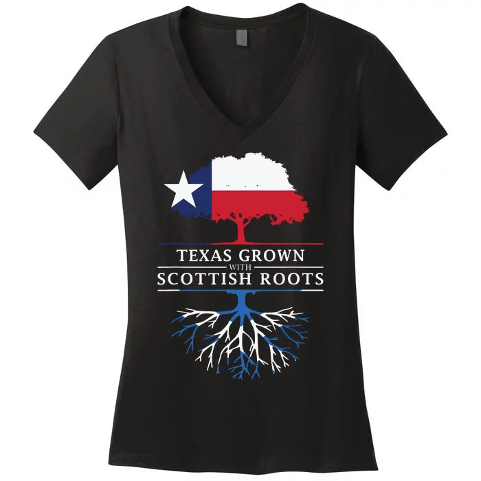 Texas Grown With Scottish Roots Scotland Pride Women's V-Neck T-Shirt