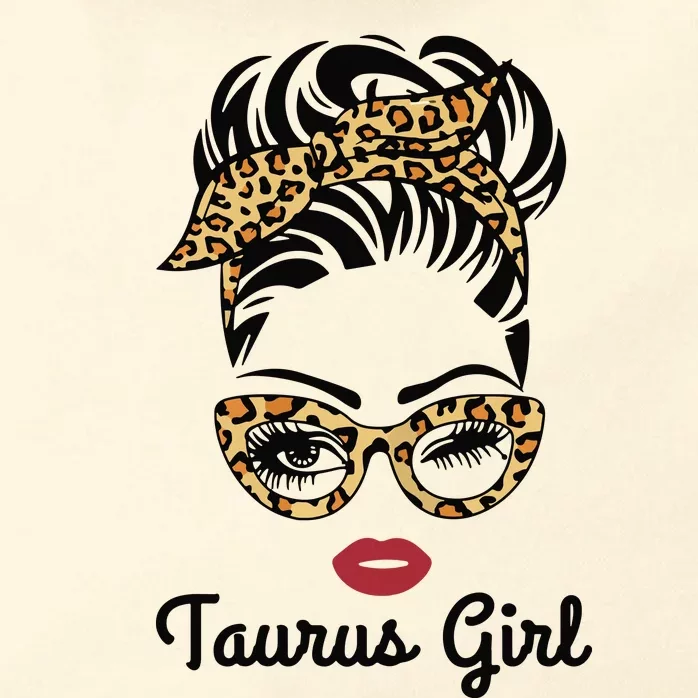 Taurus Girl Woman Face Leopard Bandana Wink Eye Zip Tote Bag