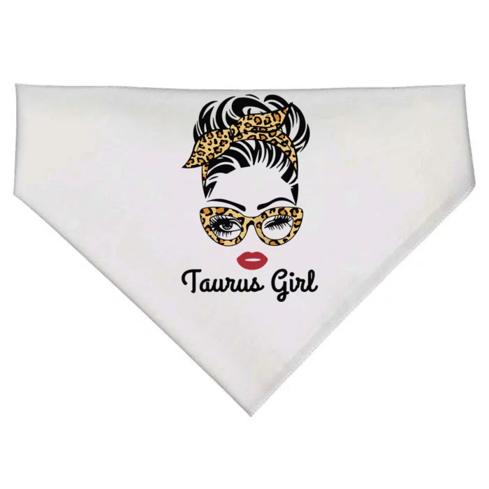 Taurus Girl Woman Face Leopard Bandana Wink Eye USA-Made Doggie Bandana