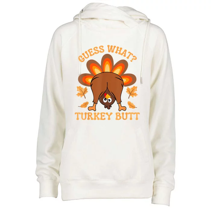 Thanksgiving Guess What Turkey Butt Womens Funnel Neck Pullover Hood