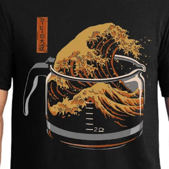 The Great Wave Of Coffee Funny Coffee I Love Coffee Pajama Set