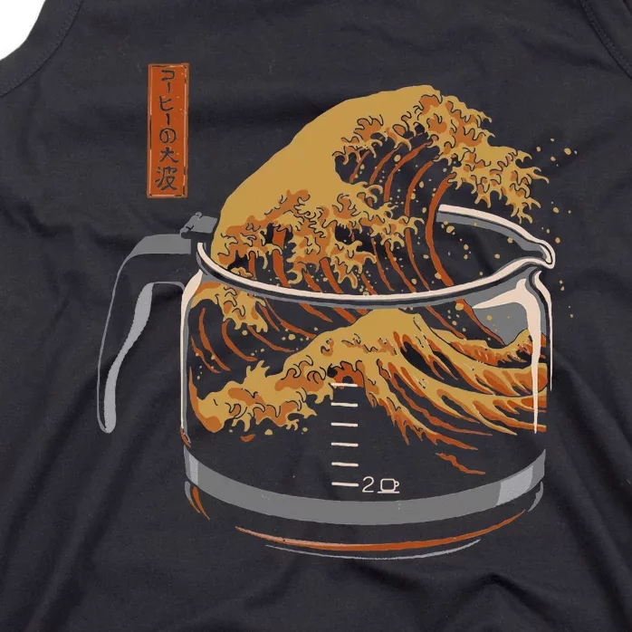 The Great Wave Of Coffee Funny Coffee I Love Coffee Tank Top