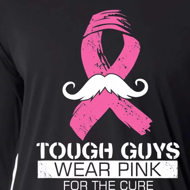 Tough Guys Wear Pink For The Cure Men Breast Cancer Warrior Cooling Performance Long Sleeve Crew