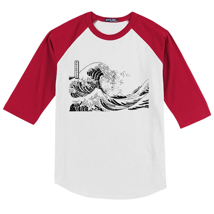 The Great Wave Classic Japanese Art Kids Colorblock Raglan Jersey