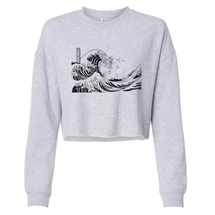 The Great Wave Classic Japanese Art Cropped Pullover Crew