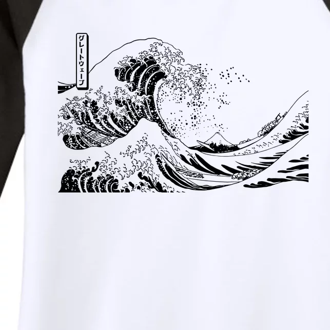 The Great Wave Classic Japanese Art Women's Tri-Blend 3/4-Sleeve Raglan Shirt