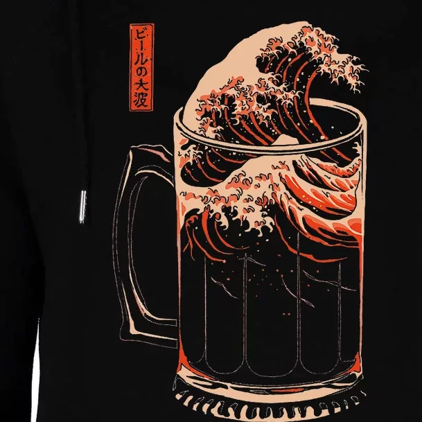 The Great Wave Of Beer Womens Funnel Neck Pullover Hood