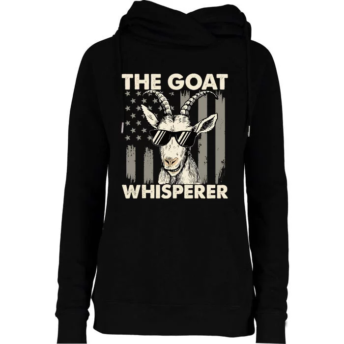 The Goat Whisperer - USA American Flag Farm Animal Lover Womens Funnel Neck Pullover Hood